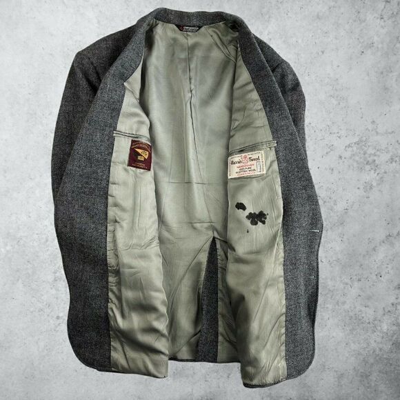 Vintage 1980s Harris Tweed Sport Coat Jacket Multicolor Heather Herringbone 44R - Picture 6 of 12